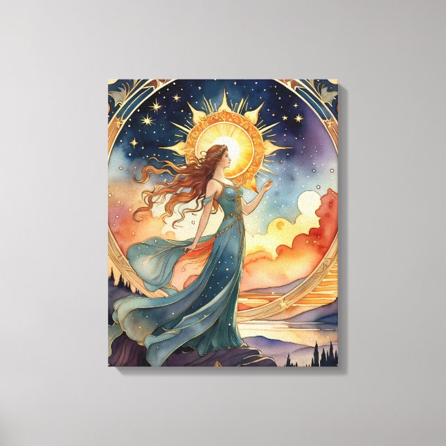 the sun - tarot original artwork inspired paint canvas print (Front)