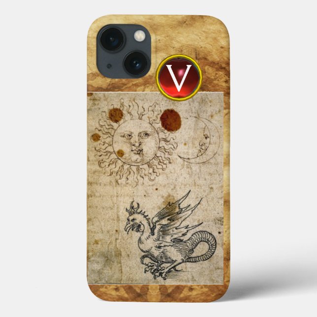 THE SUN THE MOON AND BASILISK PARCHMENT Monogram Case-Mate iPhone Case (Back)