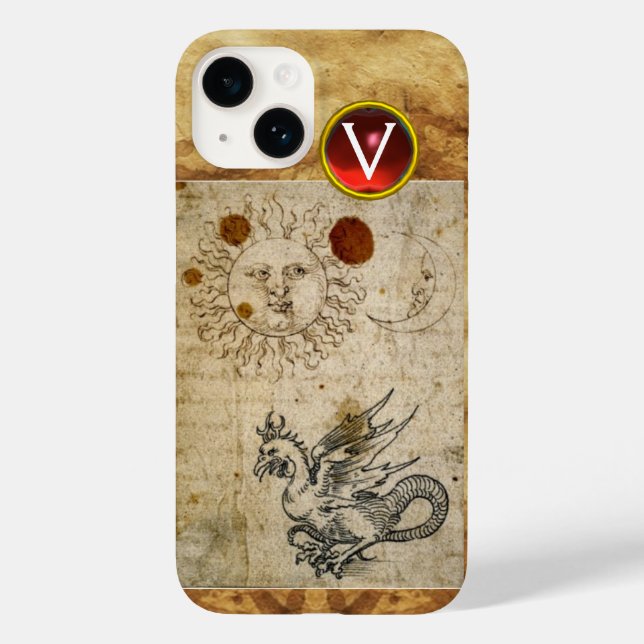 THE SUN THE MOON AND BASILISK PARCHMENT Monogram Case-Mate iPhone Case (Back)
