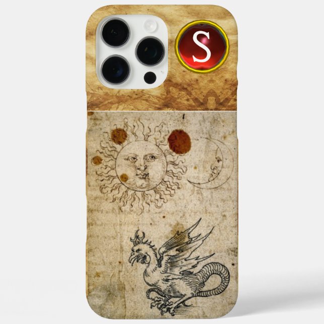 THE SUN THE MOON AND BASILISK PARCHMENT Monogram Case-Mate iPhone Case (Back)