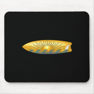 The sun with surfboard and sea waves surfing  mouse mat