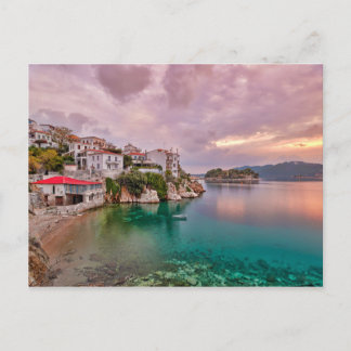 The sunrise at the old port of Skiathos, Greece Postcard