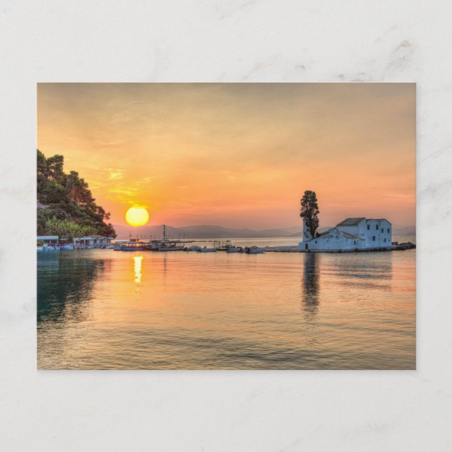 The sunrise in Panagia Vlacherna island at Corfu, Postcard (Front)