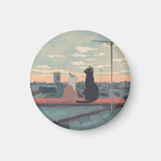 The sunset on a rooftop fotodruck magnet