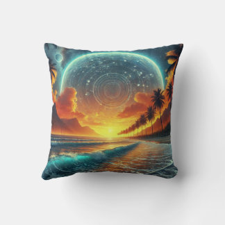 the sunset on the beach cushion
