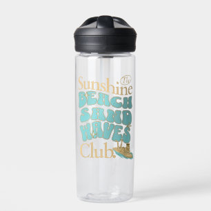 The Sunshine Club, Beach, Sand, Waves Summer Quote Water Bottle