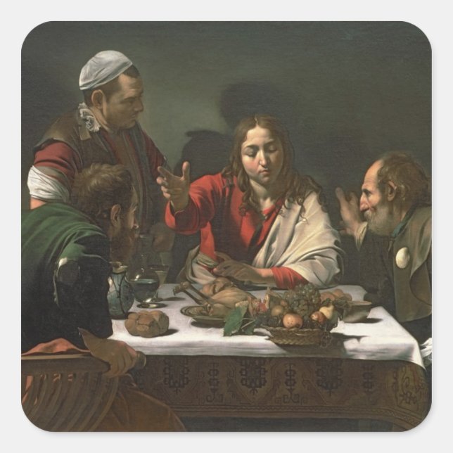 The Supper at Emmaus, 1601 2 Square Sticker (Front)