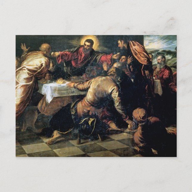 The Supper at Emmaus (oil on canvas) Postcard (Front)