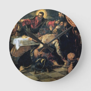 The Supper at Emmaus (oil on canvas) Round Clock