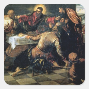 The Supper at Emmaus (oil on canvas) Square Sticker