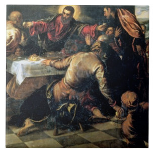 The Supper at Emmaus (oil on canvas) Tile