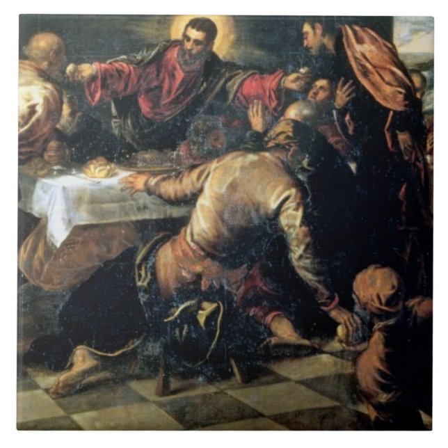 The Supper at Emmaus (oil on canvas) Tile (Front)