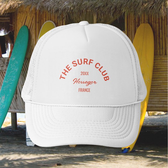 The Surf Club Custom Red Crest Surfers White Trucker Hat (Creator Uploaded)