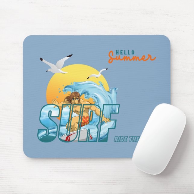 The Surfer Rides the Wave | (M) Mouse Mat (With Mouse)