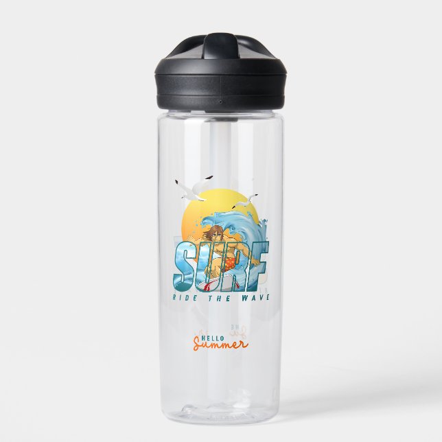 The Surfer Rides the Wave | (M) Water Bottle (Front)