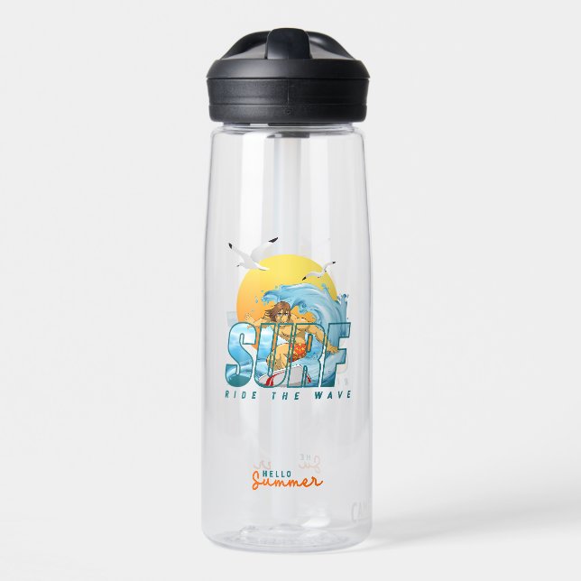 The Surfer Rides the Wave | (M) Water Bottle (Front)
