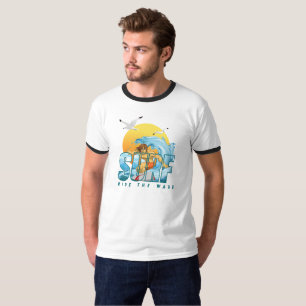 The Surfer Rides the Wave Men Ringer T-Shirt