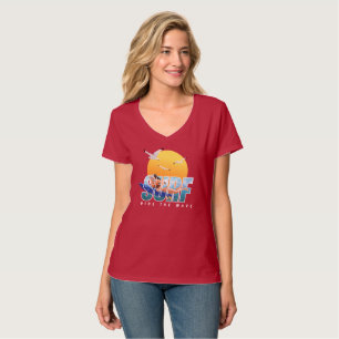 The Surfer Rides the Wave Women V-Neck T-Shirt
