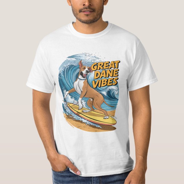 The Surfing Great Dane Pooch T-Shirt (Front)