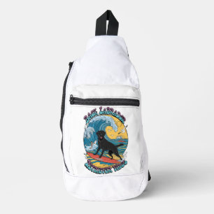 The Surfing Pup Black Labrador Retriever Sling Bag