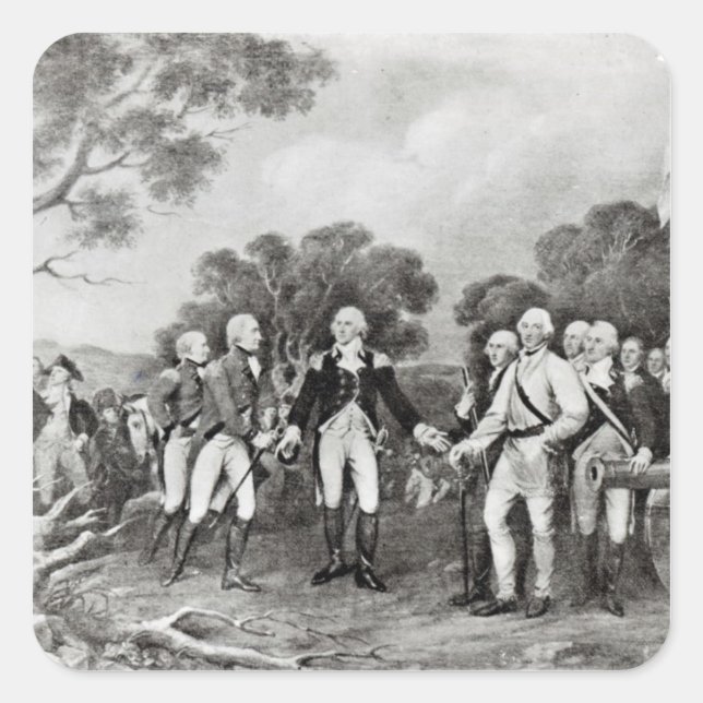 The Surrender of General Burgoyne Saratoga Square Sticker (Front)