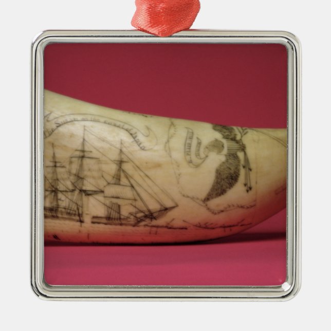 The Susan on the coast of Japan' Scrimshaw Metal Tree Decoration (Front)