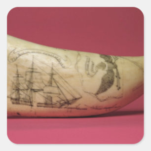 The Susan on the coast of Japan' Scrimshaw Square Sticker