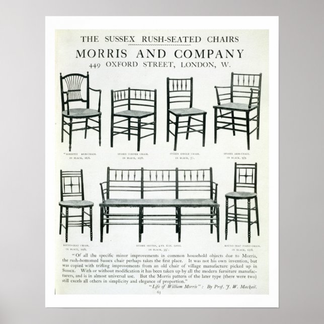 The Sussex Rush-Seated Chairs, made by Morris and Poster (Front)