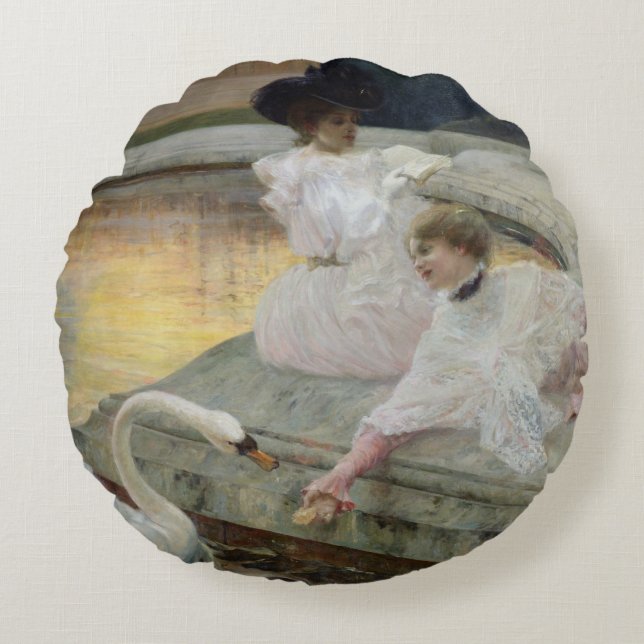 The Swans, 1900 Round Cushion (Front)