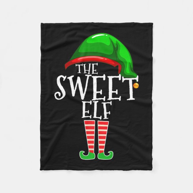 The sweet elf family matching group christmas gift fleece blanket (Front)