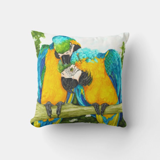 The Sweet Sot - Blue and Gold Macaws Cushion (Front)