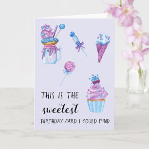 the sweetest card happy birthday cute cake & sweet