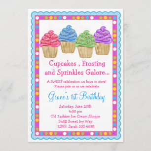 The Sweetest Cupcakes Birthday Invitation