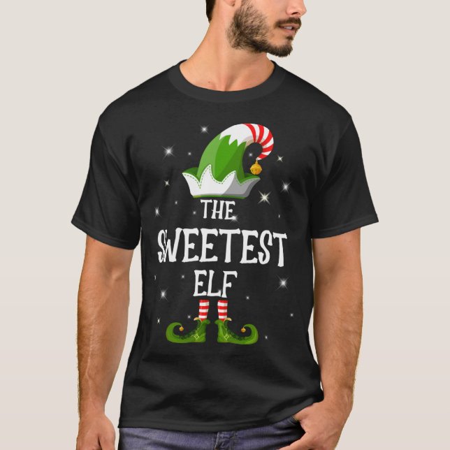 The Sweetest Elf Family Matching Christmas T-Shirt (Front)