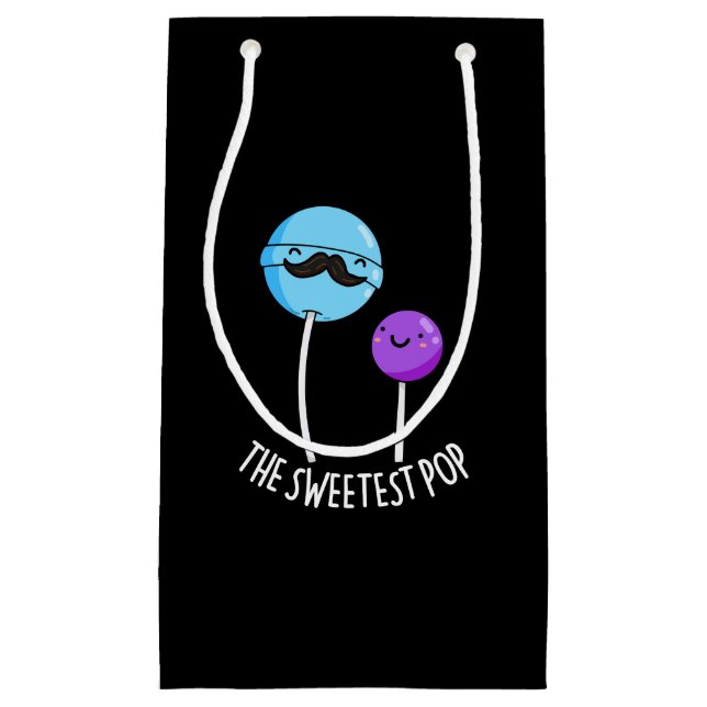 The Sweetest Pop Funny Lollipop Pun Dark BG Small Gift Bag (Front)