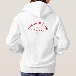 The Swim Club Custom Red Crest Swimmers Womens Hoodie