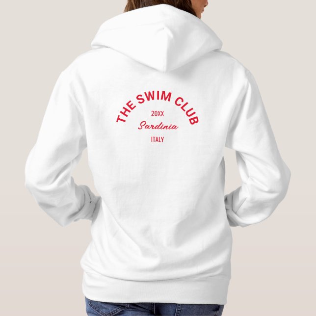 The Swim Club Custom Red Crest Swimmers Womens Hoodie (Back)