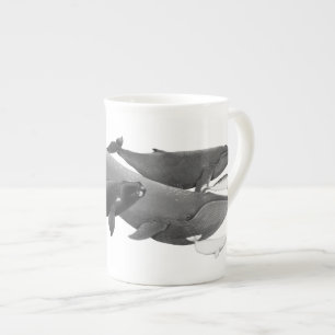 The Swim Of Whales Illustration Art Bone China Mug