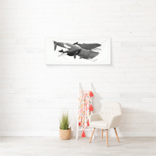The Swim Of Whales Illustration Art Whale Banner