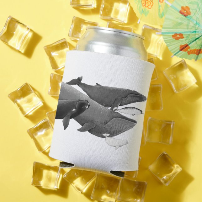 The Swim Of Whales Illustration Art Whale Can Cooler (In Situ Summer)