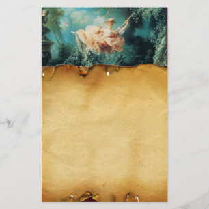 THE SWING ,Brown Parchment , green pink Stationery