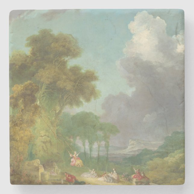 The Swing by Jean-Honore Fragonard Stone Coaster (Front)