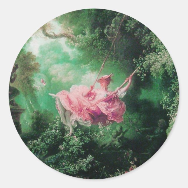 THE SWING  green pink Classic Round Sticker (Front)