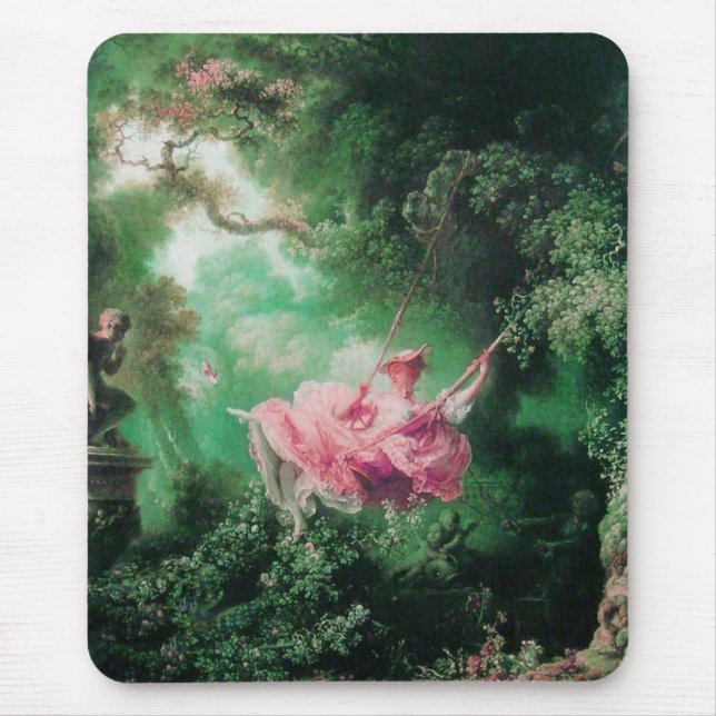 THE SWING  green pink fuchsia Mouse Mat (Front)