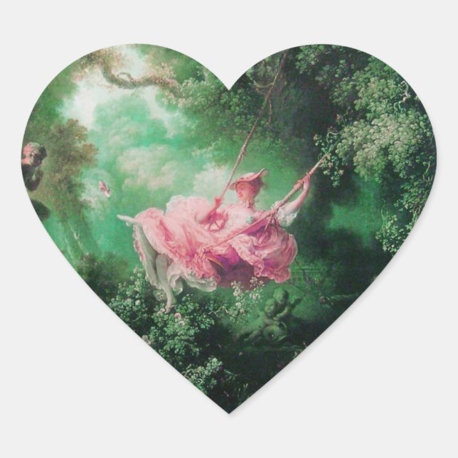 THE SWING  green pink Heart Sticker (Front)