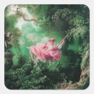 THE SWING  green pink Square Sticker