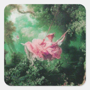 THE SWING  green pink Square Sticker