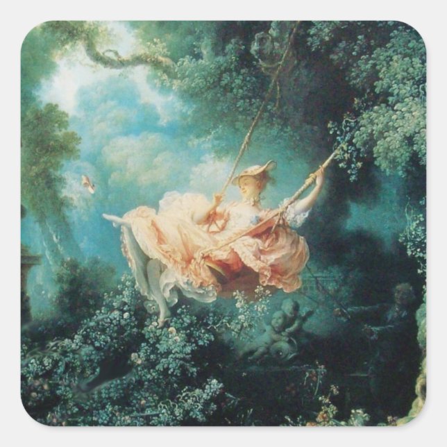 THE SWING  green pink Square Sticker (Front)