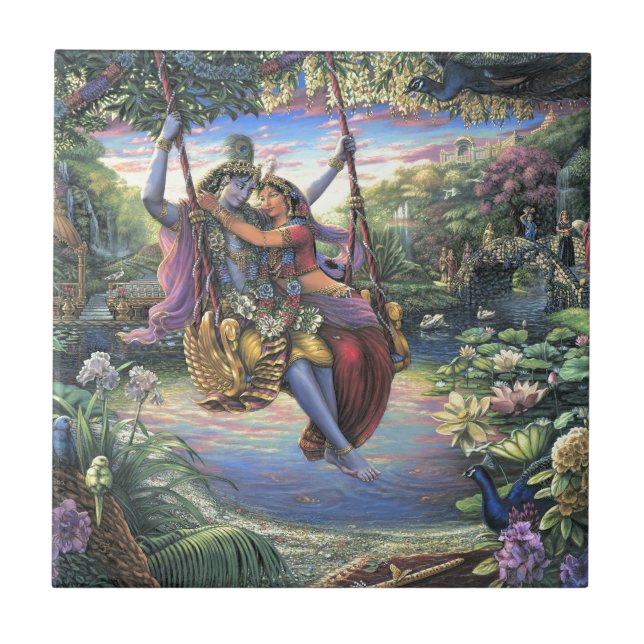 The Swing Pastime - Radha and Krishna Tile (Front)