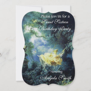 THE SWING ,SWEET 16 BIRTHDAY PARTY Blue Yellow Invitation